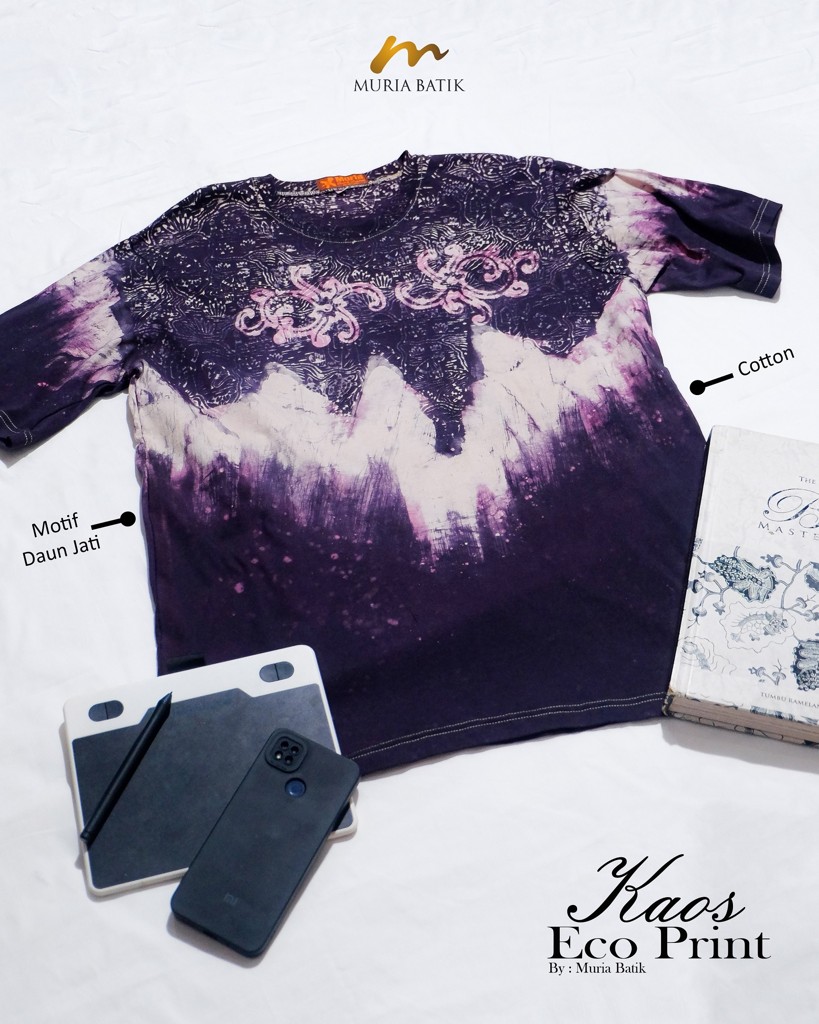 Kaos Ecoprint batik Ungu